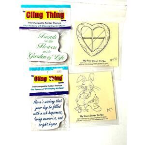 4 Cling Mount Stamps Friendship Card Making Bunny " NEW Scrapbooking Stamping